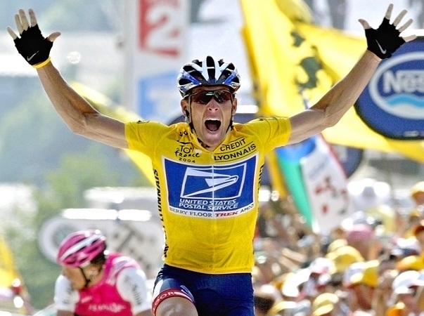 Armstrong winning the Tour de France