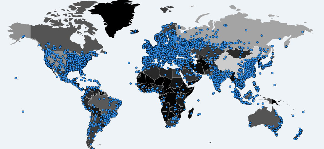 World map showing countries affected by WannaCry ransomware